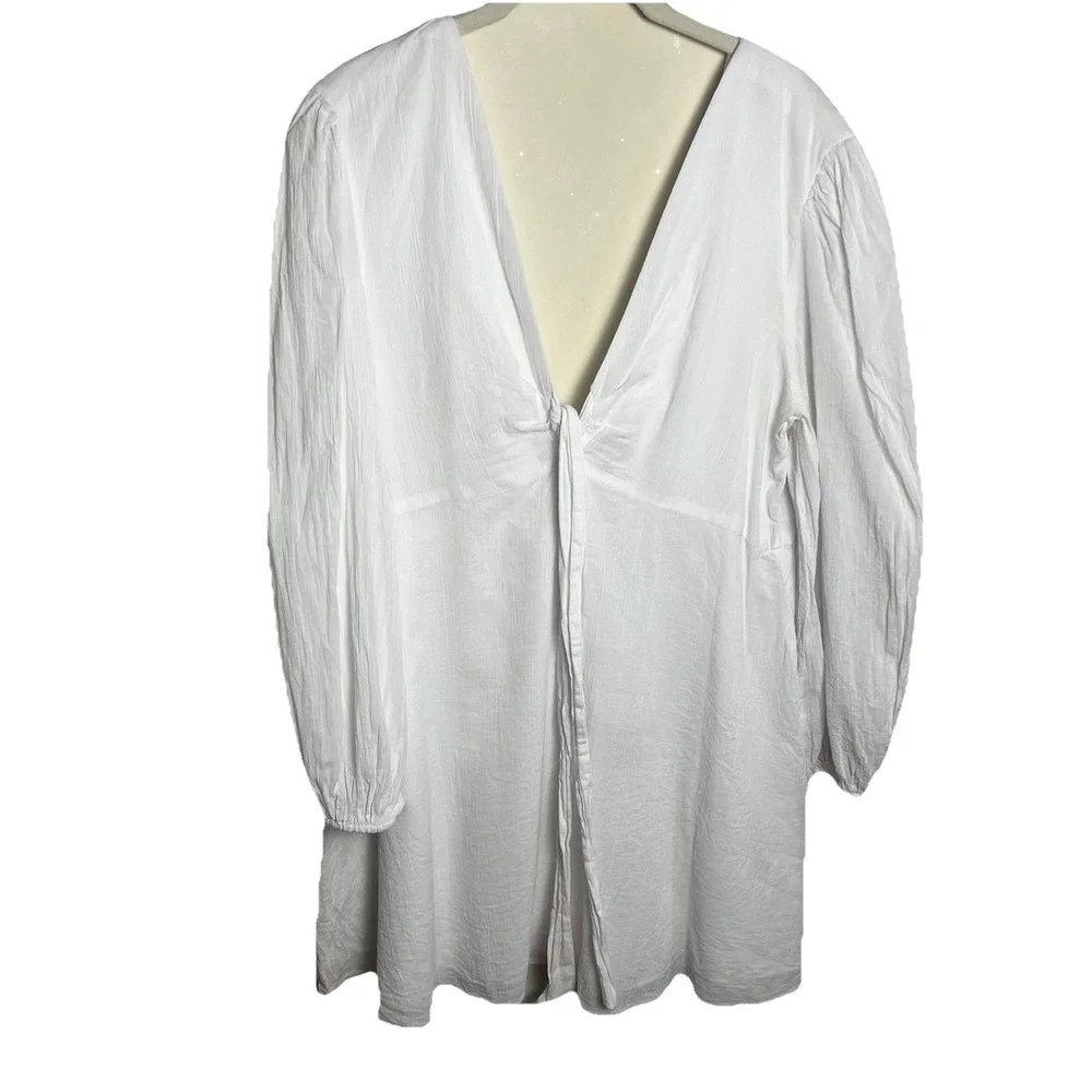Gianni Bini Babydoll Dress Womens 12 White Tie Front Mini Zip Back Size 12‎ Bach